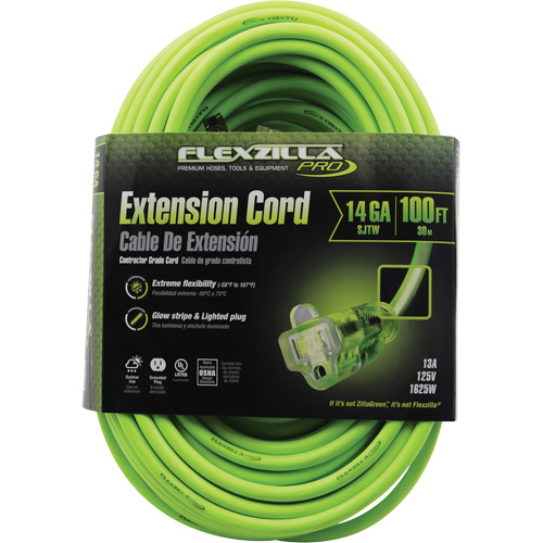 Flexzilla&reg; Pro Industrial Extension Cord, All-Weather, SJTW, 14/3 AWG, 15 A, 100' Seaboard Timber Mart