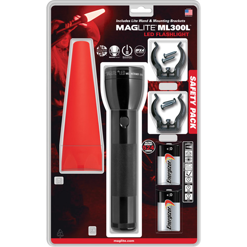 Safety Flashlight Pack, LED, 487 Lumens, D Batteries Seaboard Timber Mart