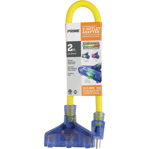 Adaptateur avec d&eacute;tection visuelle de lamp&eacute;rage, Ext&eacute;rieur, AWG 12/3, 15 A, 3 prise(s), 2' Seaboard Timber Mart