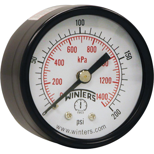 Economy Pressure Gauge, 2" , 0 - 200 psi, Back Mount, Analogue Seaboard Timber Mart