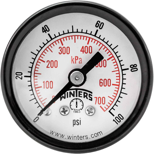Economy Pressure Gauge, 1-1/2" , 0 - 100 psi, Back Mount, Analogue Seaboard Timber Mart