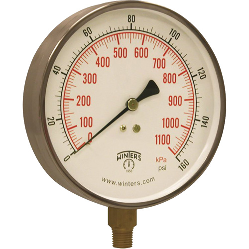 Manom&egrave;tre pour entrepreneur,  4-1/2", 0 - 160 psi, Fixation inf&eacute;rieure, Analogique Seaboard Timber Mart