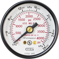 Pressure Gauges, 1-1/2" , 0 - 4000 psi, Back Mount, Analogue Seaboard Timber Mart