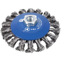 Brosse conique &agrave; m&egrave;ches torsad&eacute;es, Dia. 5", Fils 0,02", Arbre 5/8"-11NC Seaboard Timber Mart