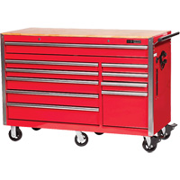 PRC5610 Pro Series Roller Cabinet, 10 Drawers, 55-9/10" W x 24-1/10" D x 39-7/10" H, Red Seaboard Timber Mart