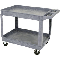 JPTC-3624 Heavy-Duty Polypropylene Shop Cart, 2 Tiers, 46" W x 25-1/2" D x 33-1/4" H, 500 lbs. Cap. Seaboard Timber Mart