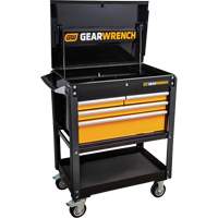 Chariot utilitaire, 4 tiroirs, 33" lo x 21" la x 42" h, Noir/Orange Seaboard Timber Mart