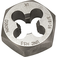 Hexagonal Rethreading Die, 7/10" Dia., 1/4"-28 Thread, High Speed Steel Seaboard Timber Mart