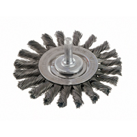 Brosses rotatives &agrave; fils nou&eacute;s - Brosse rotative &agrave; fils nou&eacute;s a/queue 1/4", fils nou&eacute;s standards, Dia. 4", Fils 0,014", Acier inoxydable Seaboard Timber Mart