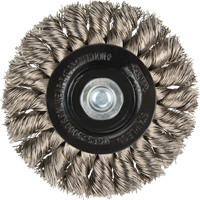 Brosses rotatives &agrave; fils nou&eacute;s - Brosse rotative &agrave; fils nou&eacute;s a/queue 1/4", Fils nou&eacute;s standards, Dia. 3", Fils 0,014", Acier inoxydable Seaboard Timber Mart