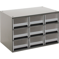 Casiers modulaires pour pi&egrave;ces, Acier, 9 tiroirs, 17" x 10-9/16" x 3-1/16", Gris Seaboard Timber Mart