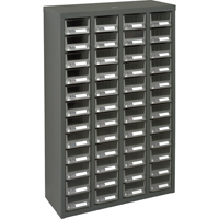 KPC-400 Parts Cabinet, Galvanized Steel, 48 Drawers, 22-3/5" x 8-7/10" x 36-9/10", Grey Seaboard Timber Mart