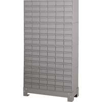Industrial Drawer Cabinet With Base, 96 Drawers, 34-1/8" W x 12-1/4" D x 62-1/2" H, Grey Seaboard Timber Mart