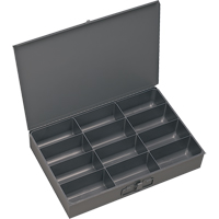Compartment Scoop Boxes, Steel, 12 Slots, 18" W x 12" D x 3" H, Grey Seaboard Timber Mart