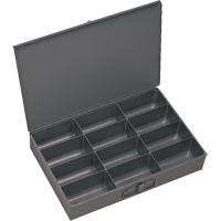 Compartment Scoop Boxes, Steel, 12 Slots, 13 3/8" W x 9-1/4" D x 2" H, Grey Seaboard Timber Mart