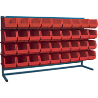 Louvered Rack with Bins, 36 Bins, 72" W x 15" D x 40" H Seaboard Timber Mart