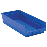 Bacs de rangement pour tablettes, 8-3/8" la x 4" H x 17-7/8" p, Bleu, Capacit&eacute; 40 lb Seaboard Timber Mart