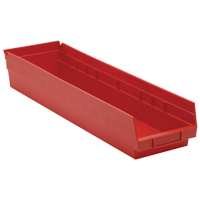 Bacs de rangement pour tablettes, 6-5/8" la x 4" H x 23-5/8" p, Rouge, Capacit&eacute; 50 lb Seaboard Timber Mart