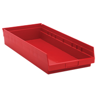 Bacs de rangement pour tablettes, 11-1/8" la x 4" H x 23-5/8" p, Rouge, Capacit&eacute; 50 lb Seaboard Timber Mart