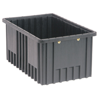 Conductive Dividable Grid Containers, Polypropylene, 10-7/8" W x 16-1/2" D x 8" H, Black Seaboard Timber Mart
