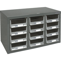 KPC-100 Parts Cabinet, Galvanized Steel, 12 Drawers, 23" x 11-2/5" x 13-4/5", Grey Seaboard Timber Mart