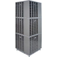 Armoire industrielle robuste avec carrousel &agrave; tiroirs, Acier, 480 tiroirs, 27" la x 27" p x 80" h, Gris Seaboard Timber Mart