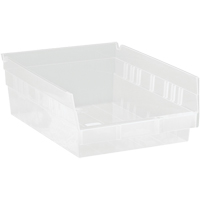 Bacs de rangement pour tablettes, 8-3/8" la x 4" H x 11-5/8" p, Transparent, Capacit&eacute; 30 lb Seaboard Timber Mart
