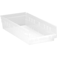 Bacs de rangement pour tablettes, 8-3/8" la x 4" H x 17-7/8" p, Transparent, Capacit&eacute; 40 lb Seaboard Timber Mart