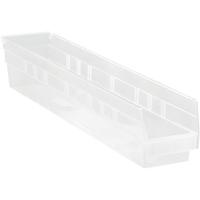 Bacs de rangement pour tablettes, 4-1/8" la x 4" H x 23-5/8" p, Transparent, Capacit&eacute; 50 lb Seaboard Timber Mart