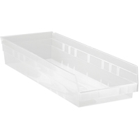 Bacs de rangement pour tablettes, 8-3/8" la x 4" H x 23-5/8" p, Transparent, Capacit&eacute; 50 lb Seaboard Timber Mart