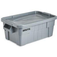 Brute Storage Tote with Lid, 27.88” D x 16.5” W x 10.7" H, 112 llbs. Capacity, Grey Seaboard Timber Mart