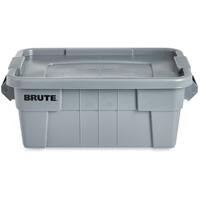 Brute Storage Tote with Lid, 27.88” D x 16.5” W x 10.7" H, 112 llbs. Capacity, Grey Seaboard Timber Mart