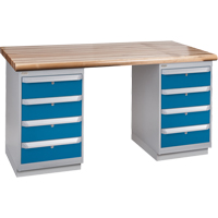 Pre-Designed Workbench, Dual Drawers, 2500 lbs. Cap., 72" W x 36" D, 34" H Seaboard Timber Mart