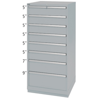 Drawer Cabinets, 8 Drawers, 28-1/4" W x 28-1/2" D x 59-1/2" H, Grey Seaboard Timber Mart