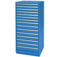 Drawer Cabinets, 15 Drawers, 28-1/4" W x 28-1/2" D x 59-1/2" H, Bright blue Seaboard Timber Mart