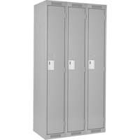 Clean Line Lockers, Bank of 3, 36" x 18" x 72", Steel, Grey, Rivet (Assembled) Seaboard Timber Mart