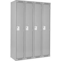 Clean Line Lockers, Bank of 4, 48" x 18" x 72", Steel, Grey, Rivet (Assembled) Seaboard Timber Mart