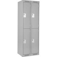 Clean Line Lockers, 2 -tier, Bank of 2, 24" x 18" x 72", Steel, Grey, Rivet (Assembled) Seaboard Timber Mart