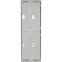 Clean Line Lockers, 2 -tier, Bank of 2, 24" x 18" x 72", Steel, Grey, Rivet (Assembled) Seaboard Timber Mart