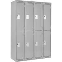Clean Line Lockers, 2 -tier, Bank of 4, 48" x 18" x 72", Steel, Grey, Rivet (Assembled) Seaboard Timber Mart
