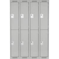 Clean Line Lockers, 2 -tier, Bank of 4, 48" x 18" x 72", Steel, Grey, Rivet (Assembled) Seaboard Timber Mart