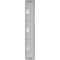 Clean Line Lockers, 3 -tier, 12" x 18" x 72", Steel, Grey, Rivet (Assembled) Seaboard Timber Mart