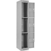 Clean Line Lockers, 3 -tier, 12" x 18" x 72", Steel, Grey, Rivet (Assembled) Seaboard Timber Mart