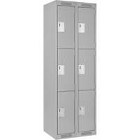 Clean Line Lockers, 3 -tier, Bank of 2, 24" x 18" x 72", Steel, Grey, Rivet (Assembled) Seaboard Timber Mart