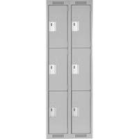 Clean Line Lockers, 3 -tier, Bank of 2, 24" x 18" x 72", Steel, Grey, Rivet (Assembled) Seaboard Timber Mart