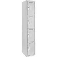 Clean Line Lockers, 4 -tier, 12" x 18" x 72", Steel, Grey, Rivet (Assembled) Seaboard Timber Mart