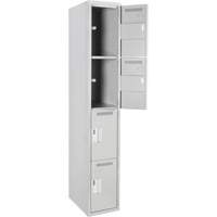 Clean Line Lockers, 4 -tier, 12" x 18" x 72", Steel, Grey, Rivet (Assembled) Seaboard Timber Mart
