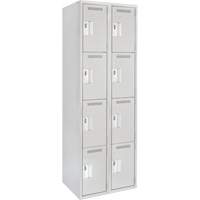 Clean Line Lockers, 4 -tier, Bank of 2, 24" x 18" x 72", Steel, Grey, Rivet (Assembled) Seaboard Timber Mart