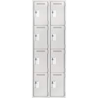 Clean Line Lockers, 4 -tier, Bank of 2, 24" x 18" x 72", Steel, Grey, Rivet (Assembled) Seaboard Timber Mart