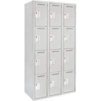 Clean Line Lockers, 4 -tier, Bank of 3, 36" x 18" x 72", Steel, Grey, Rivet (Assembled) Seaboard Timber Mart